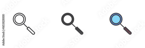 Wallpaper Mural Magnifying glass search icon set in line, solid and filled outline style Torontodigital.ca