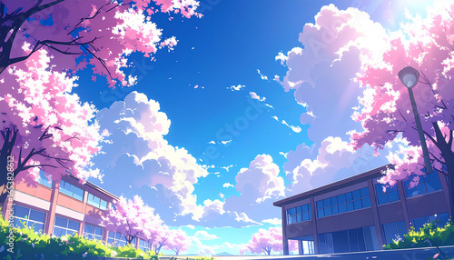 桜　風景　生成AI　背景
