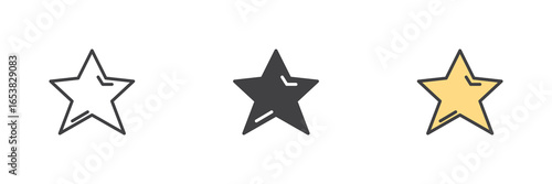 Star favorite icon set in line, solid and filled outline style