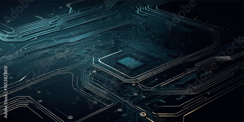 Futuristic halftone circuit board lines abstract technology
