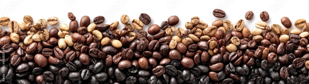 Naklejka premium Coffee beans of varying roasts on a white background