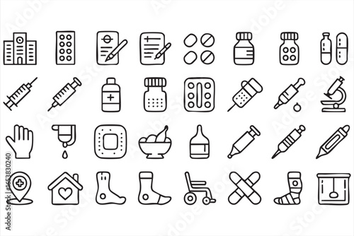 Medical Diagnostics, Testing and Patient Support Vector Icons