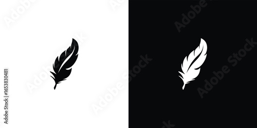 Elegant feather silhouette in black and white contrast