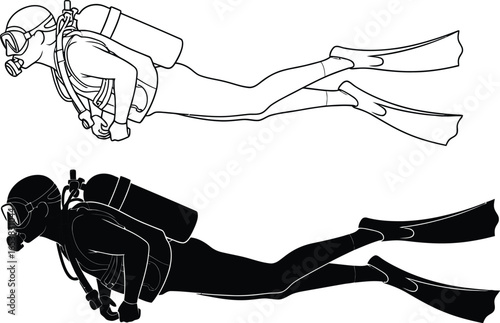 Scuba diving illustration vector underwater diver design art