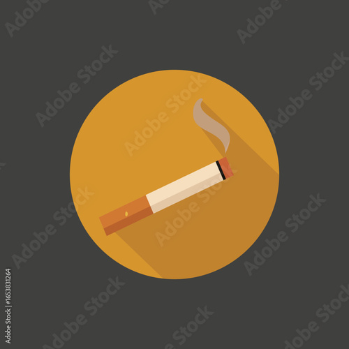 Flat Vector Smoking Icon – Cigarette and Unhealthy Habit Symbol