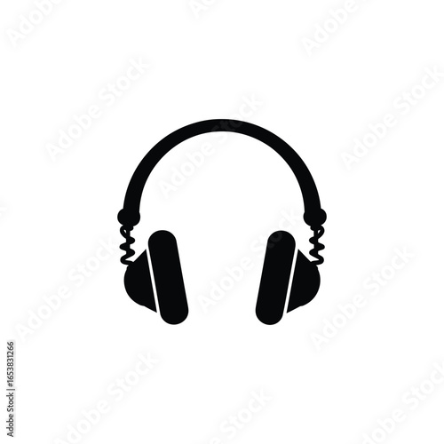 Simple black silhouette of over ear headphones