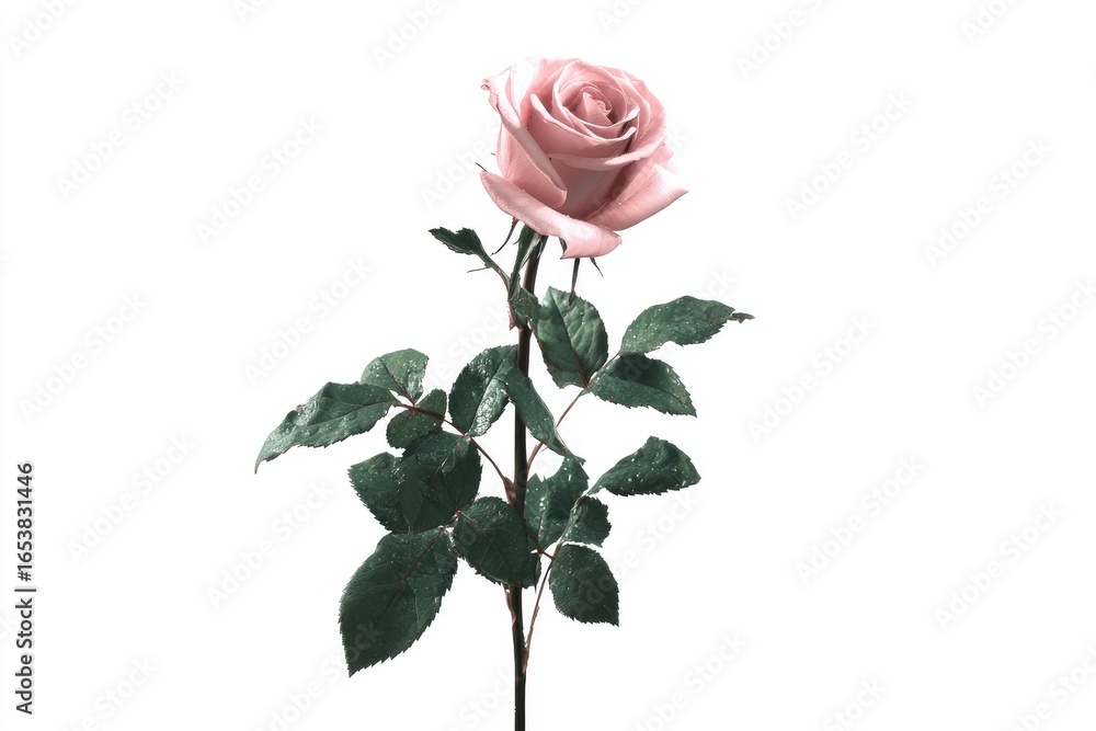 Fototapeta premium Delicate blush pink rose, isolated on white