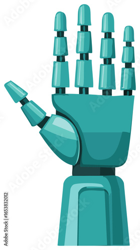 Cartoon Robotic Hand Palm Raised Vector Icon Robotics Technology Concept