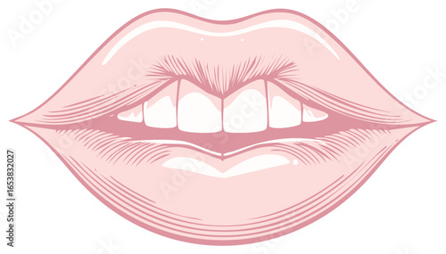 Illustration of lips smiling with teeth visible