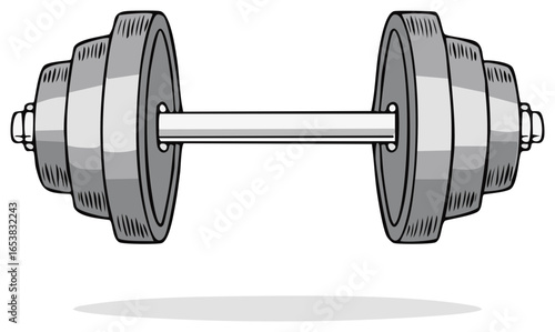 Heavy metal barbell for strength training and weightlifting exercise