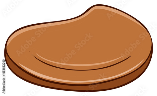 Illustration of a single brown kidney bean or lima bean on a white background
