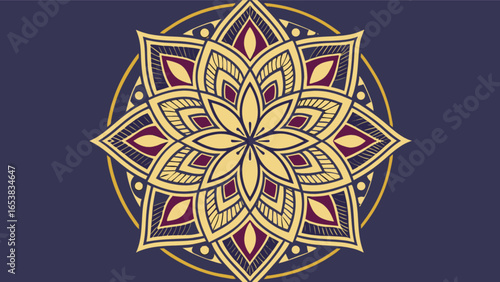 Floral mandala art therapy design for relaxation and meditation with intricate geometric patterns