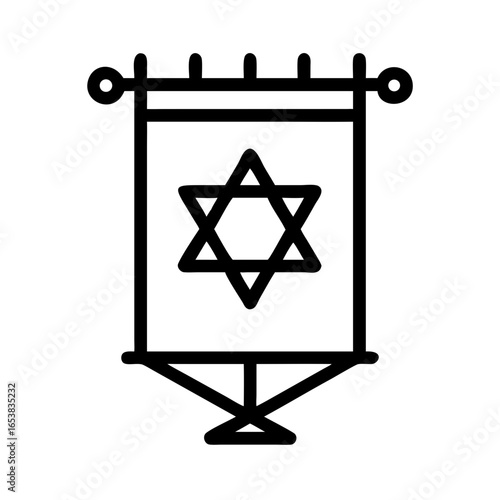 Jewish banner with Star of David in line art style
