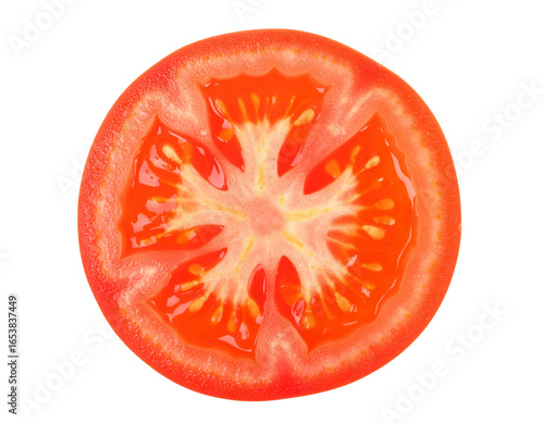 Wallpaper Mural Top View of Sliced Ripe Tomato Showing Seeds and Flesh, Food Ingredient Isolated PNG Torontodigital.ca