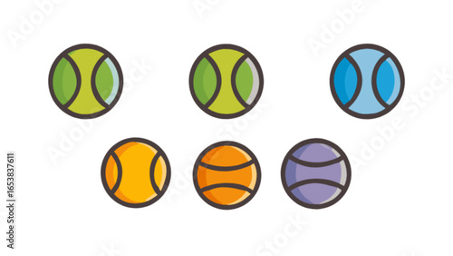 Collection of tennis balls and sports balls in various colors for recreational activities and games usage