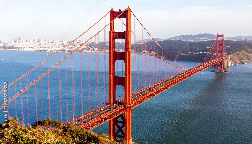 Fototapeta premium Golden Gate Bridge, Overlooking the Bay in San Francisco, profesional photoshoot