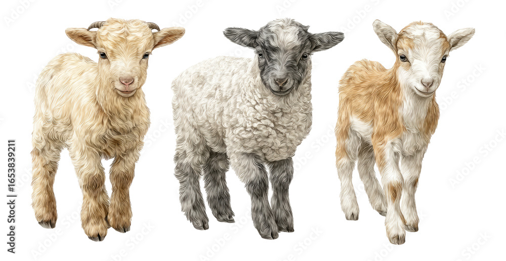 Obraz premium Isolated Cute Baby Goats on Transparent Background for Stock Use