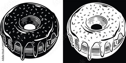 Indulge your cravings with a fun, delicious donut graphic, perfect for menus and sweet treat designs