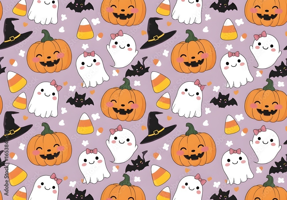 Obraz premium Cute Halloween Pattern Wallpaper