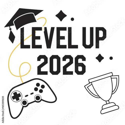 Graduation cap gaming controller trophy level up