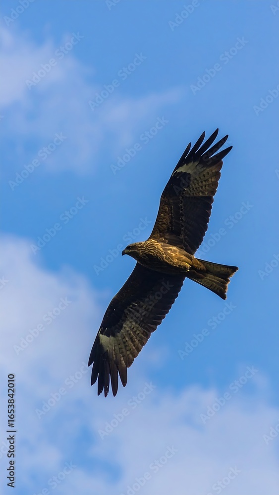 Naklejka premium Bird in Flight, Soaring Sky, Open Wings