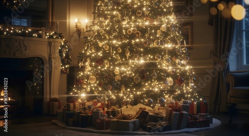 Wallpaper Mural Christmas Tree with Lights Torontodigital.ca