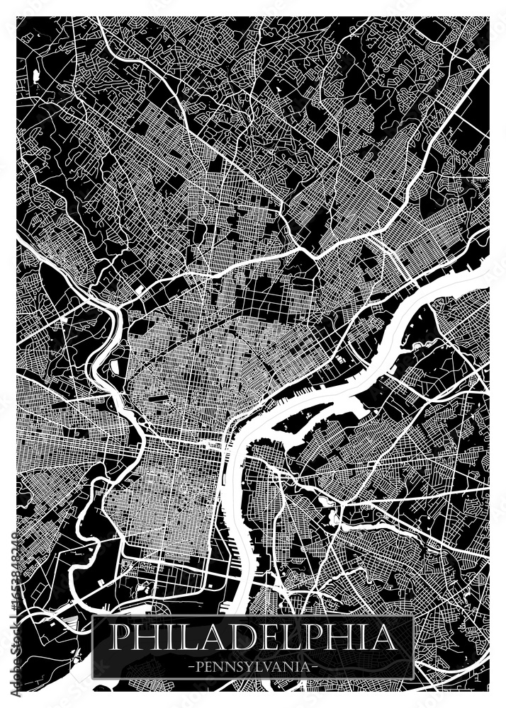 Obraz premium Philadelphia USA City Street Map. downtown tourism, house art travel metropolis concept, travel art city, patriotic abstract banner, view office street Art