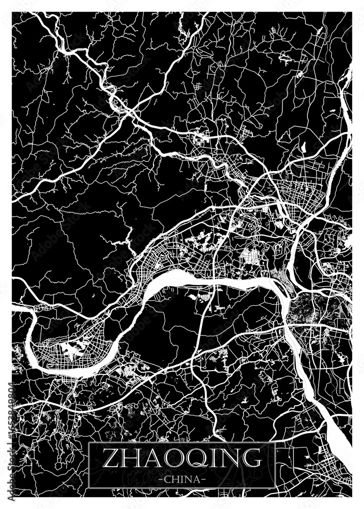 Obraz premium Zhaoqing China City Street Map. downtown tourism, house art travel metropolis concept, travel art city, patriotic abstract banner, view office street Art