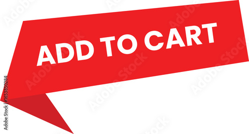 Add to cart red banner vector element for e commerce shop