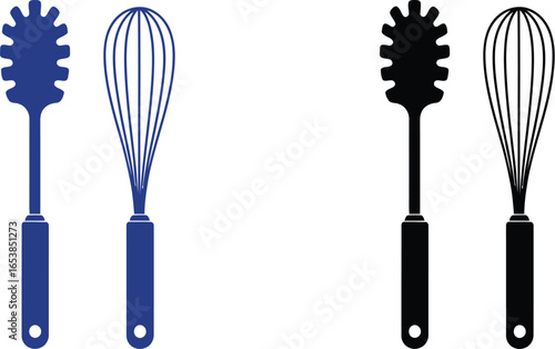 Kitchen utensils set cooking tools for food preparation vector