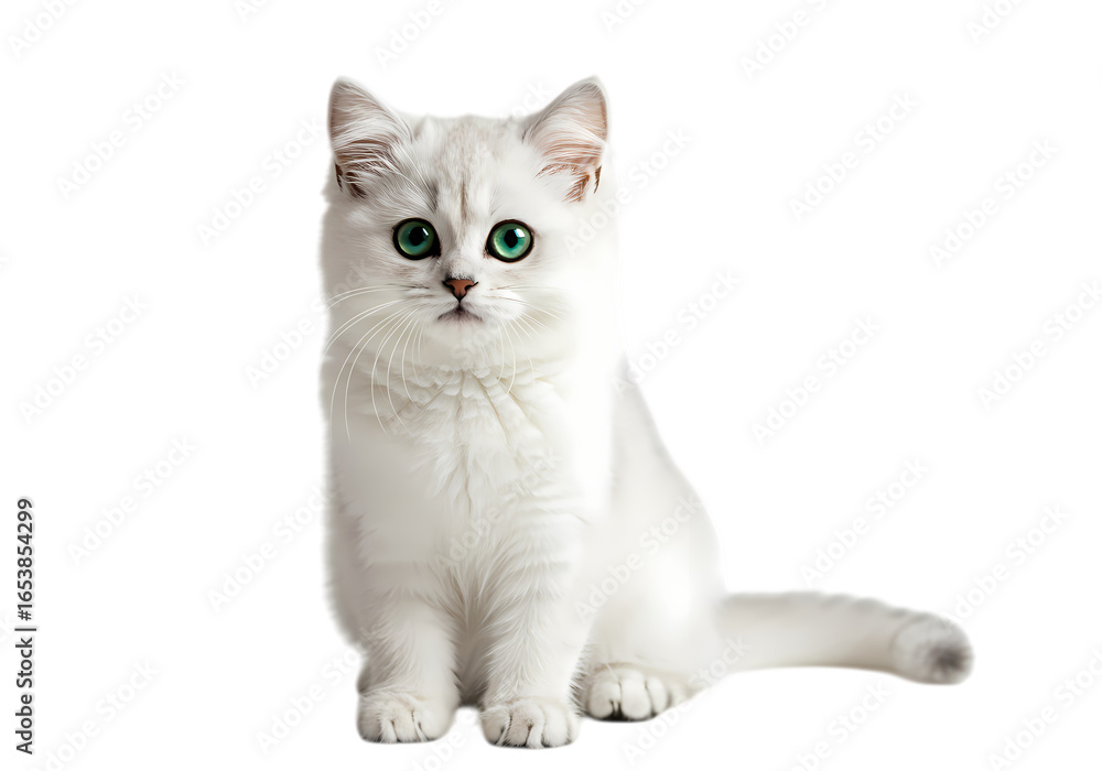 Naklejka premium White British Shorthair Kitten isolated on transparent background