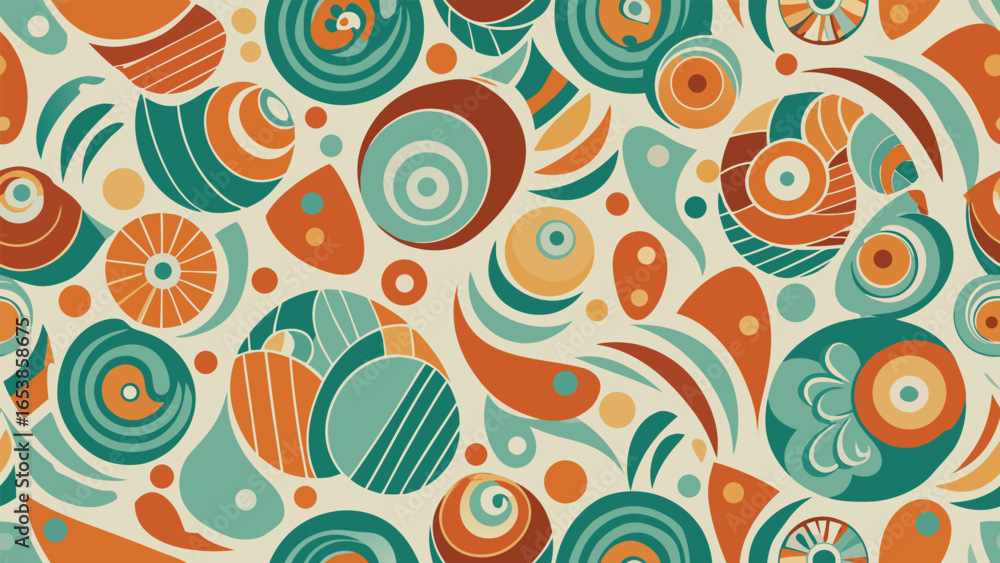 Fototapeta premium Whimsical abstract geometric shapes pattern with vibrant colors