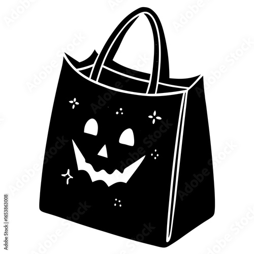  Trick or treat bag silhouette vector illustration