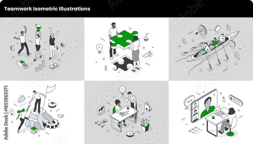 Teamwork Isometric Illustrations