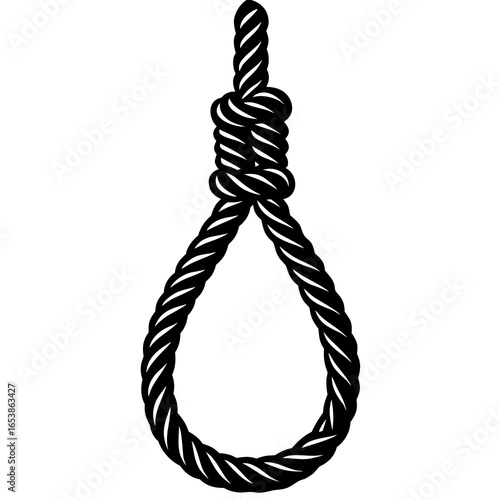 Hanging noose rope silhouette vector illustration