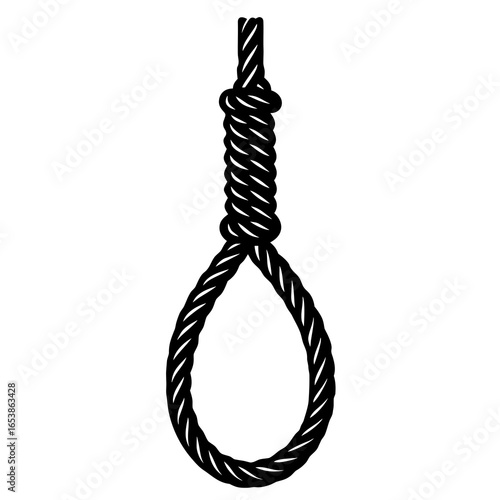 Hanging noose rope silhouette vector illustration