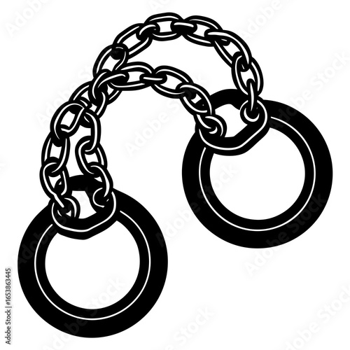 Chains with shackles silhouette vector illustration