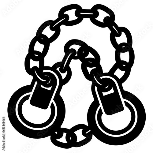 Chains with shackles silhouette vector illustration
