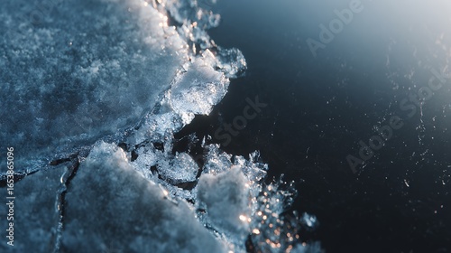 close up of frozen ice water