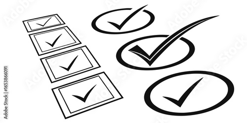 Checkmarks and checkboxes vector icons