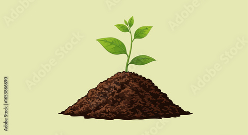 plant growing from soil a symbol of growth agriculture and ecology set against a soft background ideal for banners about nature conservation and organic farming practices.