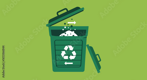 Recycling bin with compost illustrating eco-friendly practices promoting sustainable growth and waste management depicting a concept for organic recycling in a home garden or community environment.