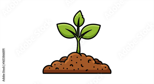 seedling growing a young sprout emerges from fertile soil symbolizing new life and growth ideal for illustrating agricultural innovation environmental conservation and sustainable farming practices.