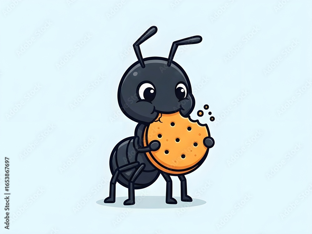 Fototapeta premium Cute Ant Eating a Cookie