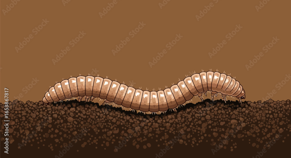 Obraz premium Compost worm crawling through rich soil aerating the earth and enriching the substrate vital for decomposition supporting ecological balance and soil health for gardening enthusiasts.