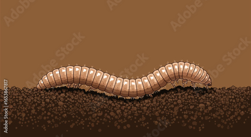 Compost worm crawling through rich soil aerating the earth and enriching the substrate vital for decomposition supporting ecological balance and soil health for gardening enthusiasts.