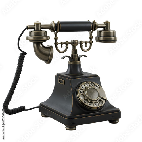 Wallpaper Mural Vintage Telephone Elegance: A beautifully crafted vintage telephone, showcasing intricate details of a bygone era, rests in studio, ready to connect you to times past.  Torontodigital.ca