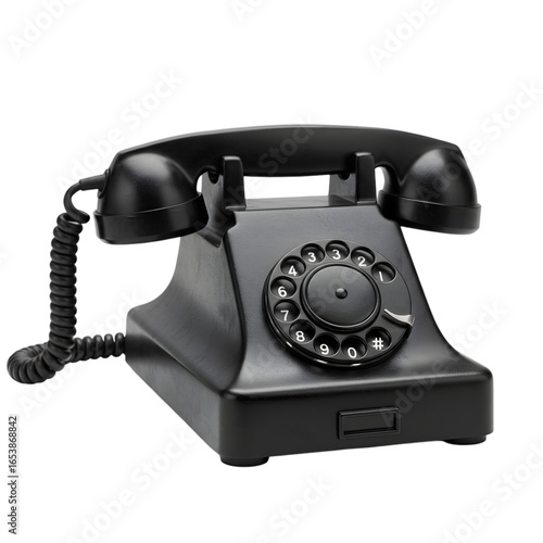 Wallpaper Mural Classic Rotary Phone: A sleek, retro rotary telephone, embodies communication history, with its iconic dial and handset, in a captivating, high-angle view. Torontodigital.ca