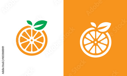 Modern Orange Slice Logo, Vibrant, Minimalist Design, Two Color Options, Fresh and Zesty.
