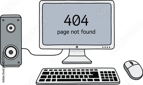 Error illustration of a computer screen with page not found